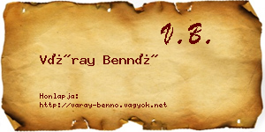 Váray Bennó névjegykártya
